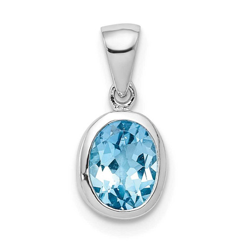 Image of Sterling Silver Rhodium-plated Light Swiss Blue Topaz Pendant QDX573