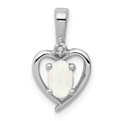 Image of Sterling Silver Rhodium-plated Created Opal & Diamond Pendant QBPD19OCT