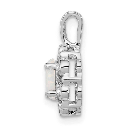 Image of Sterling Silver Rhodium-plated Created Opal & Diamond Pendant QBPD22OCT