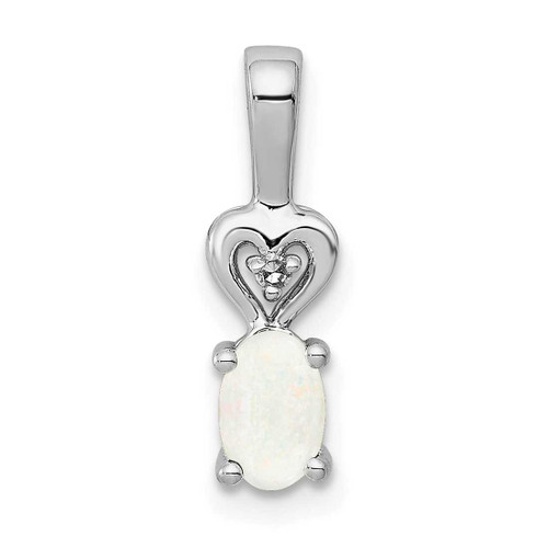 Image of Sterling Silver Rhodium-plated Created Opal & Diamond Pendant QBPD23OCT