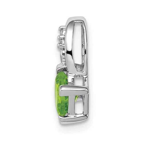 Image of Sterling Silver Rhodium-plated Diamond and Peridot Square Pendant QP2993PE