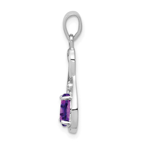 Image of Sterling Silver Rhodium-plated Diamond and Amethyst Teardrop Pendant QP2966AM