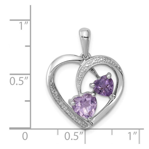 Image of Sterling Silver Rhodium-plated Diamond Amethyst and Rose de France Pendant QP3185