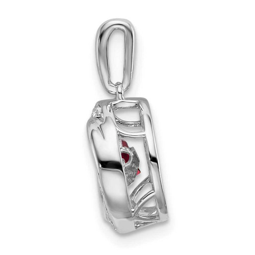 Image of 14k White Gold Round Garnet and Diamond Pendant