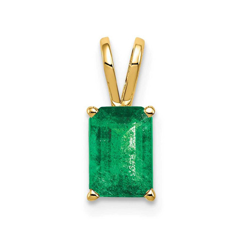 Image of 14K Yellow Gold 7x5mm Emerald-cut Emerald pendant Image of 14K Yellow Gold 7x5mm Emerald-cut Emerald pendant