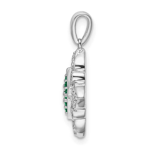 Image of 14k White Gold Emerald and Diamond Vintaged Pendant