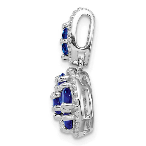 Image of Sterling Silver Rhodium-plated & Sapphire Circle Pendant