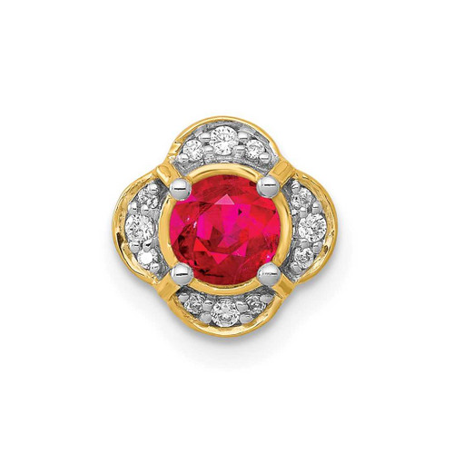 Image of 14K Yellow Gold Diamond and .33 Ruby Fancy Chain Slide Pendant