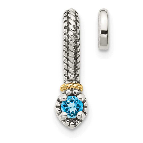 Image of Sterling Silver w/ 14k Polished Blue Topaz Chain Slide Pendant