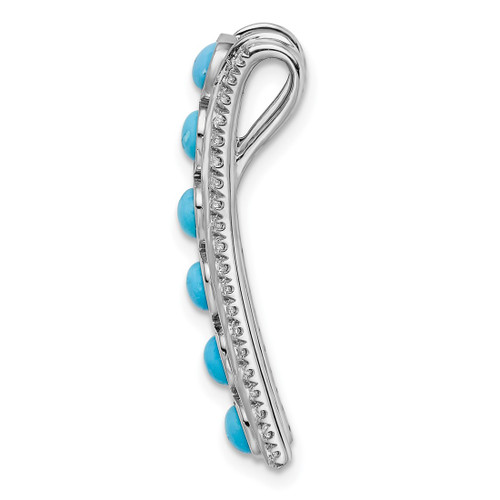 14k White Gold Simulated Turquoise and White Topaz Chain Slide Pendant