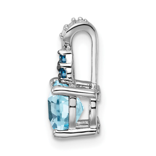Sterling Silver Rhodium-plated Diamond Swiss & London Blue Topaz Pendant