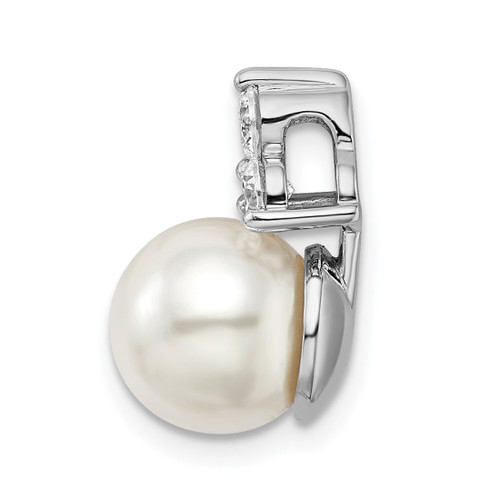 14K White Gold Lab Grown Diamond SI1/SI2, G H I, Fancy Freshwater Cultured Pearl Chain Slide Pendant PM7997-038-WLG