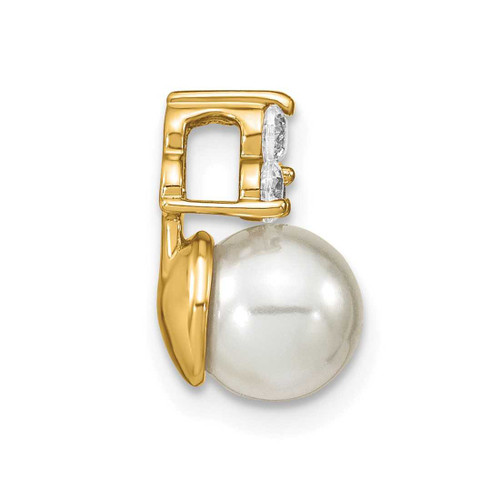Image of 14K Yellow Gold Lab Grown Diamond SI1/SI2, G H I, Fancy Freshwater Cultured Pearl Chain Slide Pendant PM7997-020-YLG