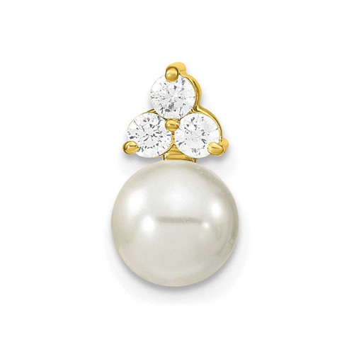 Image of 14K Yellow Gold Lab Grown Diamond SI1/SI2, G H I, Fancy Freshwater Cultured Pearl Chain Slide Pendant PM7997-020-YLG