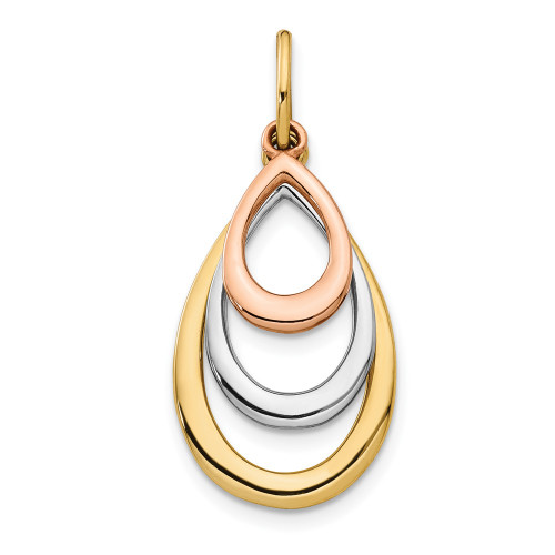 14K Two-tone Gold with White Rhodium Polished Teardrop Pendant