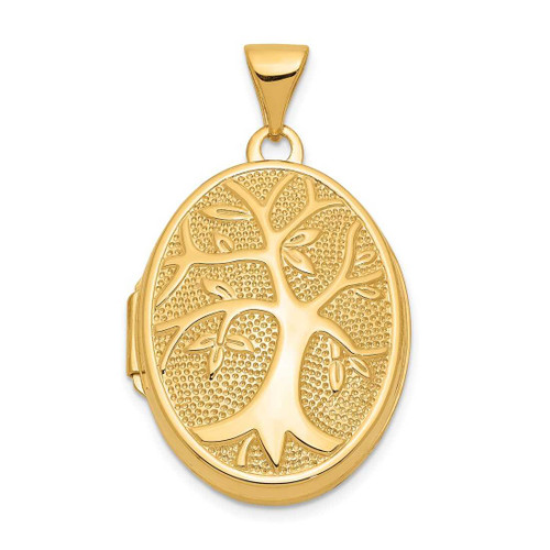 Image of 14k Yellow Gold 21x16mm Oval Tree Locket Pendant