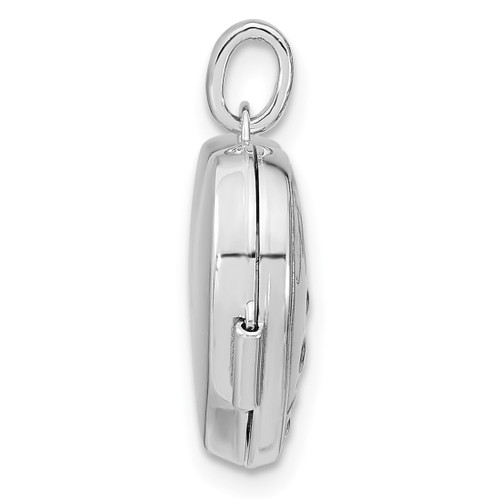 Sterling Silver Rhodium-plated Mom 15mm Heart Locket Pendant