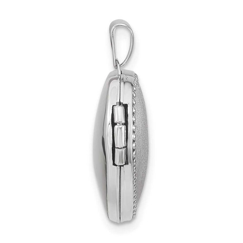 Image of 14k White Gold Brushed w/Beaded Edge 18mm Heart Locket Pendant