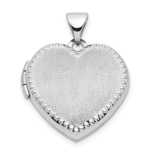 Image of 14k White Gold Brushed w/Beaded Edge 18mm Heart Locket Pendant