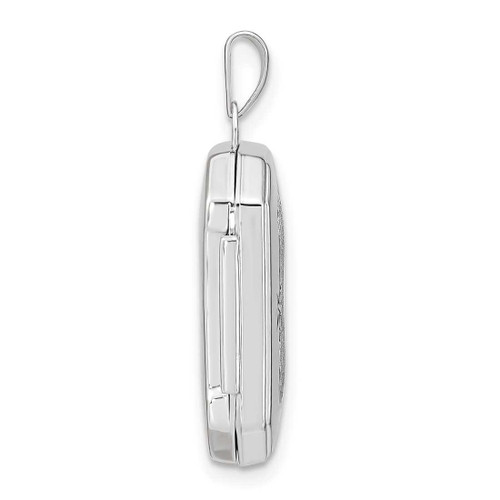 Image of 14k White Gold Diamond-cut Brushed 20mm Rectangular Locket Pendant