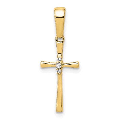 Image of 10k Yellow Gold .02ctw Diamond Cross Pendant