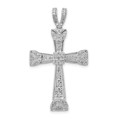 Image of 14k White Gold Diamond Filigree Cross Pendant