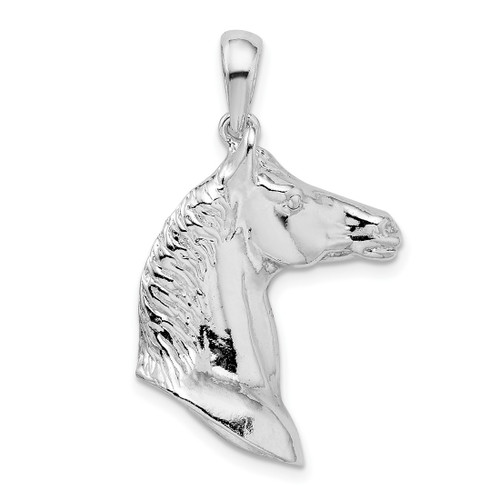 Sterling Silver Polished 3D Horse Head Pendant