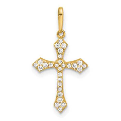 Image of 14K Yellow Gold Polished CZ Passion Cross Pendant
