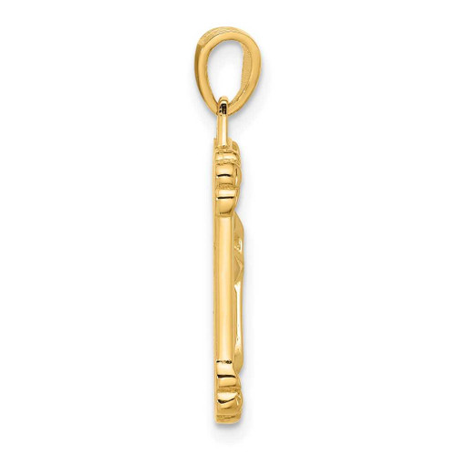 Image of 14K Yellow Gold Polished and Textured Dog Tag Cross Pendant