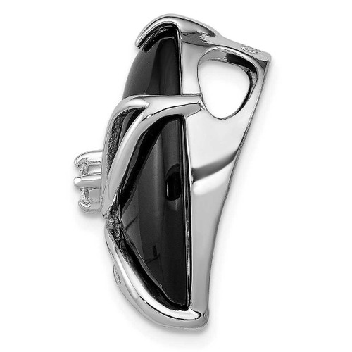 Image of Sterling Silver Rhodium-plated Onyx and CZ Slide Pendant