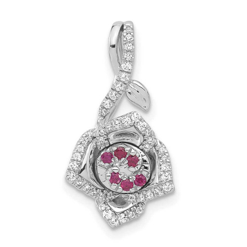 Image of Sterling Silver Created Ruby & CZ Roseate Pendant PM8269-RU-018-SSWCZ