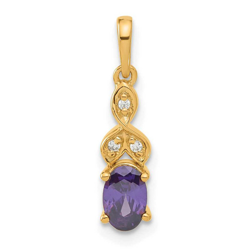 Image of Gold-plated Sterling Silver Amethyst & CZ Pendant PM8187-AM-002-SSYCZ