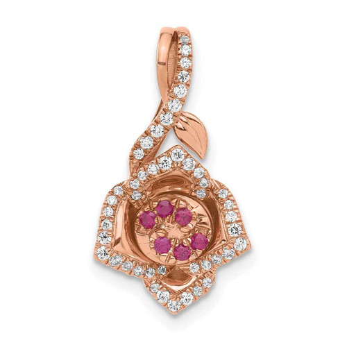 Image of Pink Sterling Silver Created Ruby & CZ Roseate Pendant PM8269-RU-018-SSRCZ