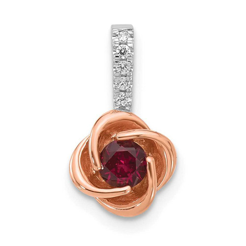 Image of Pink Sterling Silver Created Ruby & CZ Roseate Pendant PM8263-RU-004-SSWRCZ
