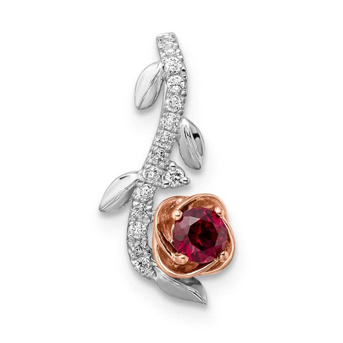 Image of Pink Sterling Silver Created Ruby & CZ Roseate Pendant PM8278-RU-008-SSWRCZ