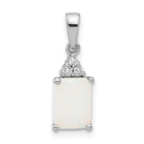 Sterling Silver Created Opal & CZ Pendant