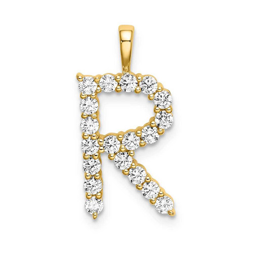 Image of Gold-plated Sterling Silver Large Initial R CZ Pendant Image of Gold-plated Sterling Silver Large Initial R CZ Pendant