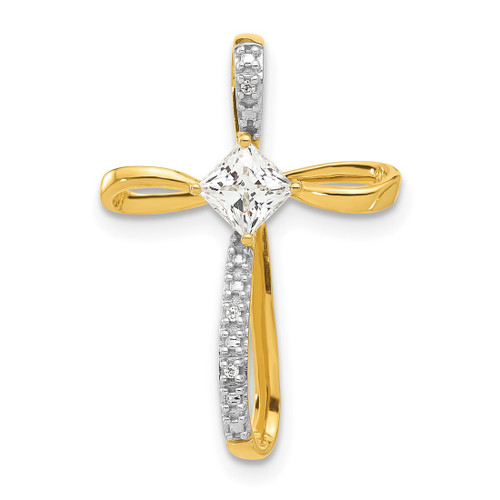 Gold-plated Sterling Silver CZ Cross Chain Slide Pendant