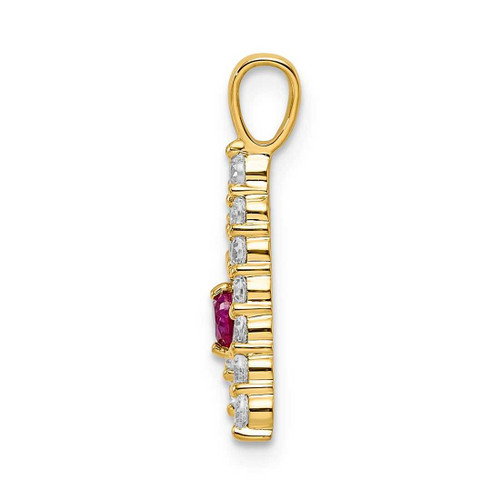 Image of Gold-plated Sterling Silver Large Initial A CZ & Created Ruby Pendant