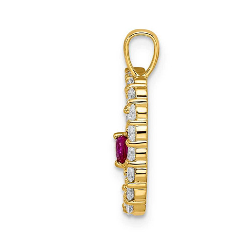 Image of Gold-plated Sterling Silver Large Initial D CZ & Created Ruby Pendant