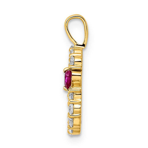 Image of Gold-plated Sterling Silver Large Initial G CZ & Created Ruby Pendant