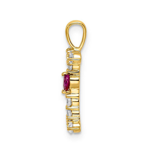 Image of Gold-plated Sterling Silver Large Initial I CZ & Created Ruby Pendant