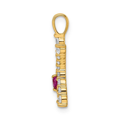 Image of Gold-plated Sterling Silver Large Initial K CZ & Created Ruby Pendant