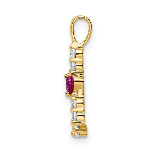 Image of Gold-plated Sterling Silver Large Initial L CZ & Created Ruby Pendant