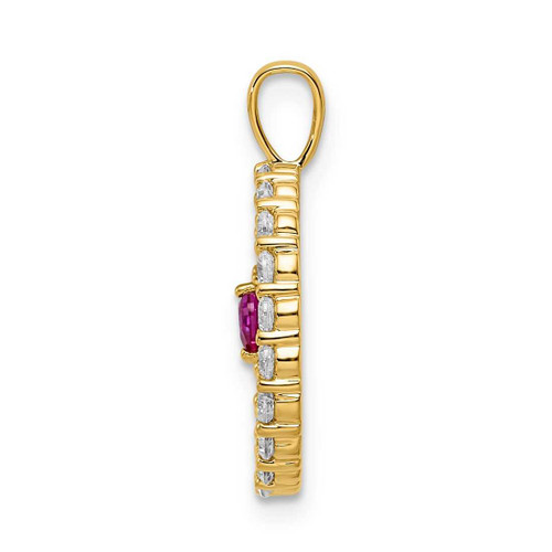 Image of Gold-plated Sterling Silver Large Initial O CZ & Created Ruby Pendant