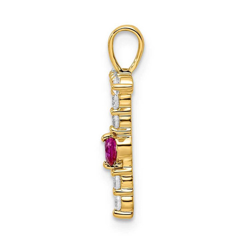 Image of Gold-plated Sterling Silver Large Initial T CZ & Created Ruby Pendant