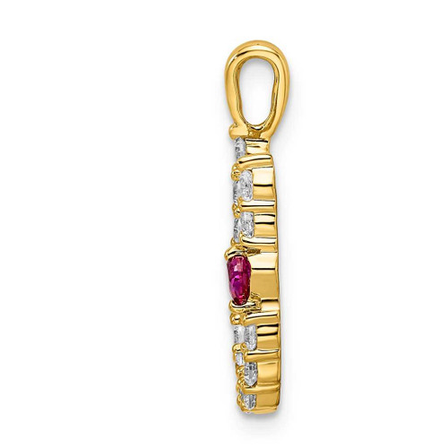 Image of Gold-plated Sterling Silver Large Initial U CZ & Created Ruby Pendant