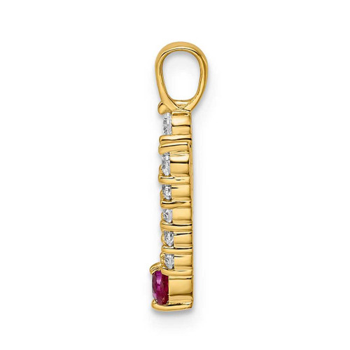 Image of Gold-plated Sterling Silver Large Initial V CZ & Created Ruby Pendant