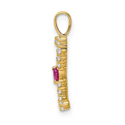 Image of Gold-plated Sterling Silver Large Initial Z CZ & Created Ruby Pendant
