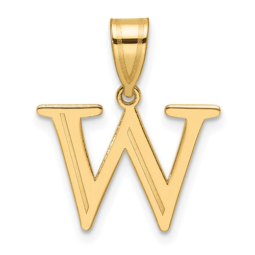 14K Yellow Gold Polished Etched Letter W Initial Pendant YC1539W